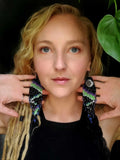 Load image into Gallery viewer, Green Aurora Borealis Beaded Earrings