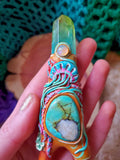 Load image into Gallery viewer, Jellyfish Water Blessing Kuripe with Turquoise, Ethiopian Opal, and Angel Aura Quartz