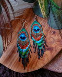 Load image into Gallery viewer, Peacock Aura Fringe Earrings