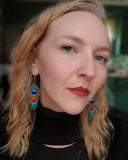 Load image into Gallery viewer, Peacock Aura Fringe Earrings