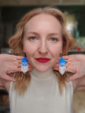Load image into Gallery viewer, Snowflake Expression Fringe Earrings