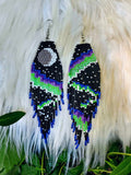 Load image into Gallery viewer, Green Aurora Borealis Beaded Earrings