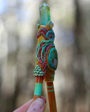 Load image into Gallery viewer, Jellyfish Water Blessing Kuripe with Turquoise, Ethiopian Opal, and Angel Aura Quartz