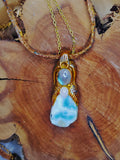 Load image into Gallery viewer, Atlantis Healer Necklace- Larimar, Labradorite, and Rainbow Moonstone