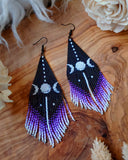 Load image into Gallery viewer, Triple Goddess Fringe Earrings
