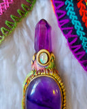 Load image into Gallery viewer, Amethyst Initiation of The Flying Serpent Kuripe with Amethyst and Ethiopian Opal