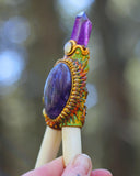 Load image into Gallery viewer, Amethyst Initiation of The Flying Serpent Kuripe with Amethyst and Ethiopian Opal