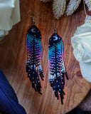 Load image into Gallery viewer, Forest Night Fringe Earrings