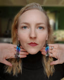 Load image into Gallery viewer, Forest Night Fringe Earrings