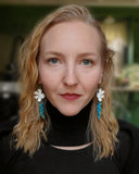 Load image into Gallery viewer, Pure Floral Energy Earrings: Malachite and Turquoise