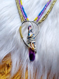 Load image into Gallery viewer, Titanium Aura Quartz and Seed Bead Necklace