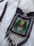 Load image into Gallery viewer, Quetzal Bird Seed Bead Medicine Bag Necklace