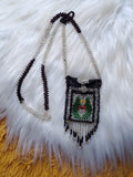 Load image into Gallery viewer, Quetzal Bird Seed Bead Medicine Bag Necklace