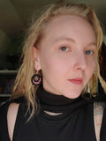 Load image into Gallery viewer, Black and Pink Beaded Cloth Earrings