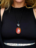 Load image into Gallery viewer, Carnelian and Snowflake Obsidian Wire Wrapped Necklace