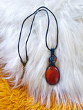 Load image into Gallery viewer, Carnelian and Snowflake Obsidian Wire Wrapped Necklace