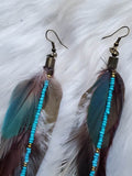 Load image into Gallery viewer, Macaw and Rooster Feather Earrings