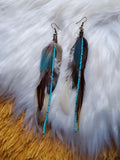 Load image into Gallery viewer, Macaw and Rooster Feather Earrings