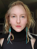 Load image into Gallery viewer, Macaw and Rooster Feather Earrings