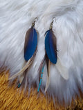 Load image into Gallery viewer, Macaw and Rooster Feather Earrings