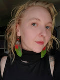 Load image into Gallery viewer, Green Guacamayo Feather Earrings