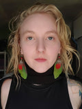 Load image into Gallery viewer, Green Guacamayo Feather Earrings