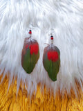 Load image into Gallery viewer, Green Guacamayo Feather Earrings