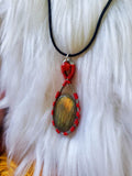 Load image into Gallery viewer, Labradorite and Carnelian Wire Wrapped Necklace