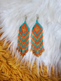 Load image into Gallery viewer, Peach, Turquoise, and Gold Seed Bead Earrings