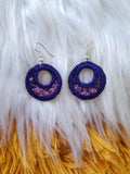 Load image into Gallery viewer, Purple Beaded Cloth Earrings