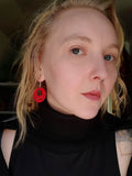 Load image into Gallery viewer, Red Beaded Cloth Earrings