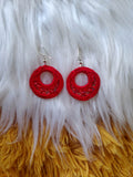 Load image into Gallery viewer, Red Beaded Cloth Earrings