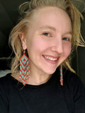 Load image into Gallery viewer, Red, Gold, and Turquoise Seed Bead Earrings