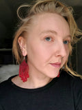 Load image into Gallery viewer, Red Seed Bead Earrings