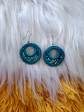 Load image into Gallery viewer, Teal Beaded Cloth Earrings