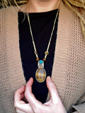 Load image into Gallery viewer, Tigers Eye Ayahuasca Vine Necklace with Turquoise