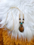 Load image into Gallery viewer, Tigers Eye Ayahuasca Vine Necklace with Turquoise