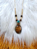 Load image into Gallery viewer, Tigers Eye Ayahuasca Vine Necklace with Turquoise