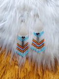 Load image into Gallery viewer, Multicolored Beaded Feather Dangle Drop Beaded Earrings