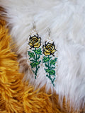 Load image into Gallery viewer, Yellow Roses Seed Bead Earrings