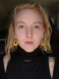 Load image into Gallery viewer, Yellow Beaded Cloth Earrings